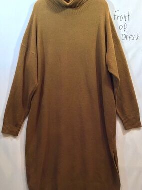 Fashion Nova Men's Turtleneck Sweater Dress in Camel Brown